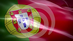 Realistic flag of Portugal waving with highly detailed fabric texture