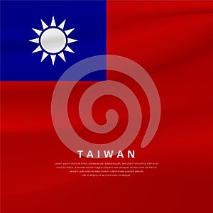 Realistic Flag of Republic Tiongkok. Taiwan Realistic Flag