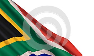 The realistic flag of South Africa isolated on a white background.