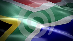 Realistic flag of South Africa waving with highly detailed fabric texture