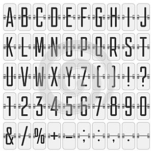 Realistic flip alphabet and numbers.