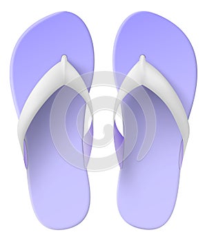 Realistic flip flops model. Summer shoes top view. Beach sandals. Casual slippers. Rubber footgear. Foot wear accessory photo