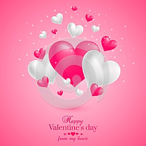 Realistic floating 3D Valentine hearts background