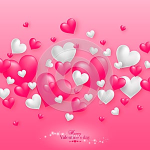 Realistic floating 3D Valentine hearts background