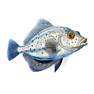 Realistic Flounder Drawing: White Spots On White Background