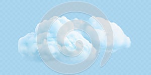 Realistic fluffy blue colored cloud. Vector illustration.