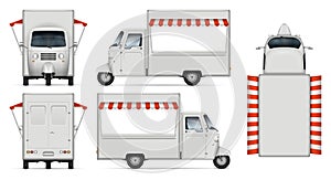 Realistic food truck vector illustration