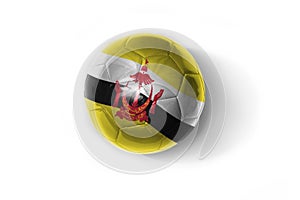 Realistic football ball with colorfull national flag of brunei on the white background