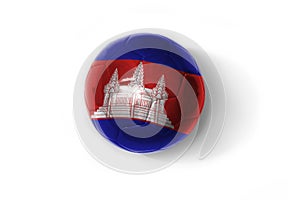 Realistic football ball with colorfull national flag of cambodia on the white background