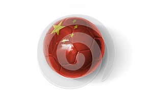 Realistic football ball with colorfull national flag of china on the white background