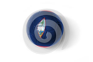 Realistic football ball with colorfull national flag of guam on the white background