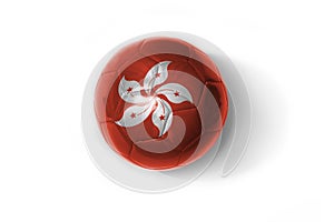 Realistic football ball with colorfull national flag of hong kong on the white background