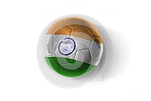 Realistic football ball with colorfull national flag of india on the white background