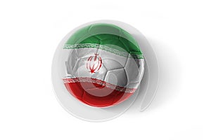Realistic football ball with colorfull national flag of iran on the white background