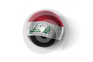 Realistic football ball with colorfull national flag of iraq on the white background