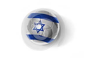 Realistic football ball with colorfull national flag of israel on the white background