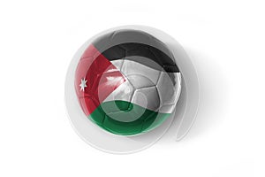 Realistic football ball with colorfull national flag of jordan on the white background