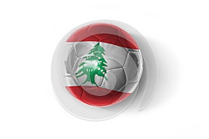 Realistic football ball with colorfull national flag of lebanon on the white background