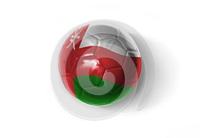 Realistic football ball with colorfull national flag of oman on the white background