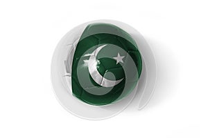 Realistic football ball with colorfull national flag of pakistan on the white background