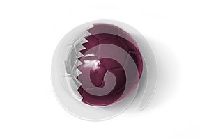 Realistic football ball with colorfull national flag of qatar on the white background