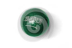 Realistic football ball with colorfull national flag of saudi arabia on the white background