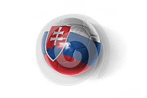 Realistic football ball with colorfull national flag of slovakia on the white background