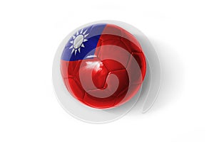 Realistic football ball with colorfull national flag of taiwan on the white background