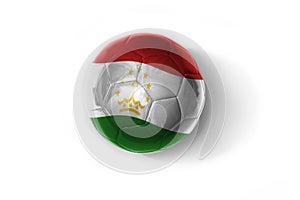 Realistic football ball with colorfull national flag of tajikistan on the white background