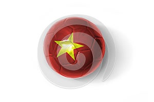 Realistic football ball with colorfull national flag of vietnam on the white background