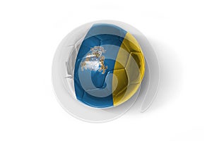 Realistic football ball with national flag of canary islands on the white background photo