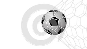 Realistic football in net isolated on white background, vector