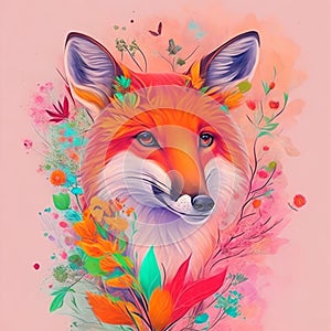 Realistic fox drawing, watercolor drawing, realistic fox