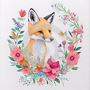 Realistic fox drawing, watercolor drawing, realistic fox