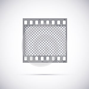 Realistic Frame of 35 mm filmstrip. Empty blanck Photo negative film template. Vector illustration on white background