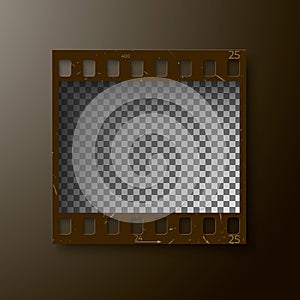 Realistic Frame of 35 mm filmstrip. Empty blanck Photo negative film. Camera roll template fot your design. Vector photo