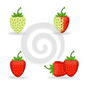 Realistic fresh strawberry with leaves