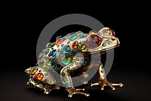 Frog made from metal and gemstones. Generative AI