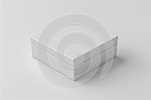 Realistic front view blank white package box mockup isolated on a grey background, 3d rendering
