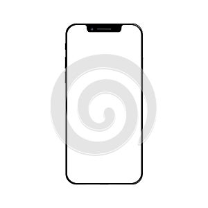 Realistic front view smartphone mockup. Mibile phone black frame with blank white display isolated on background. Vector