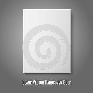 Realistic front white blank hardcover book. Vector