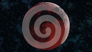 Realistic full lunar eclipse. Blood moon 3D illustration