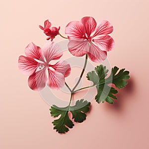 Realistic Geranium Flower On Light Pink Background