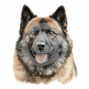 Realistic German Shepherd Dog Portrait In Color - Detailed Charcoal Drawing