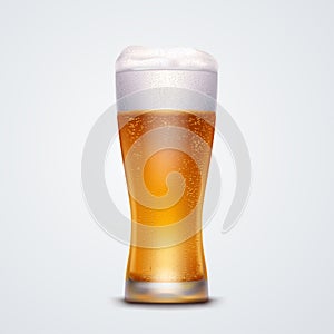 realistic glass of beer isolated on white