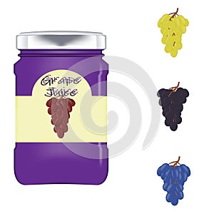 Realistic glass bottle packaging for fresh grape