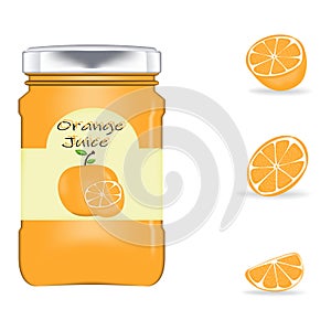 Realistic glass bottle packaging for fresh orange