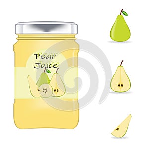 Realistic glass bottle packaging for fresh pear