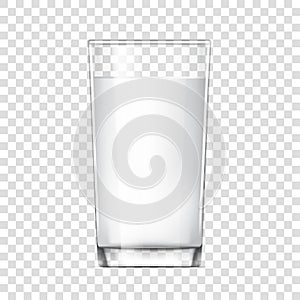 Realistic glass cup with milk.