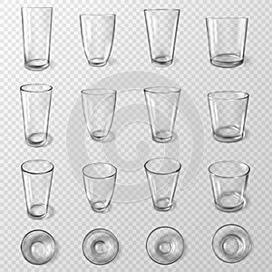 Realistic glass glasses set